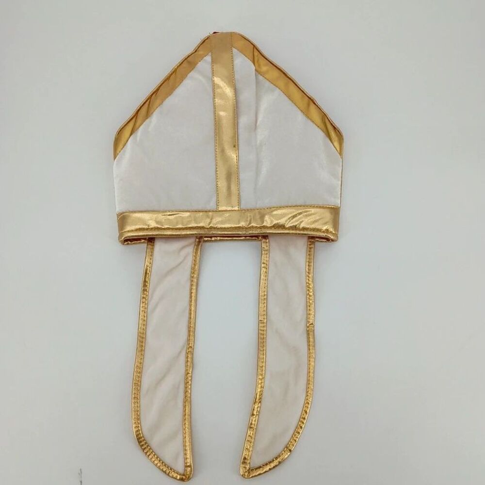 Elope Pope Mitre Hat White Red Gold Bishop Costume Halloween One Size
